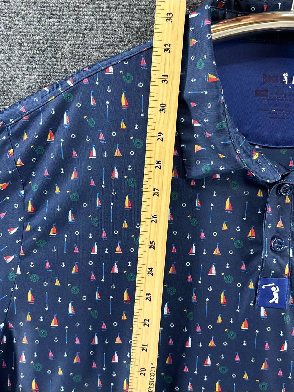 Bogey Bros Golf Polo Shirt Mens 2XL Blue Nautical Sailboat AOP Performance - Picture 6 of 9